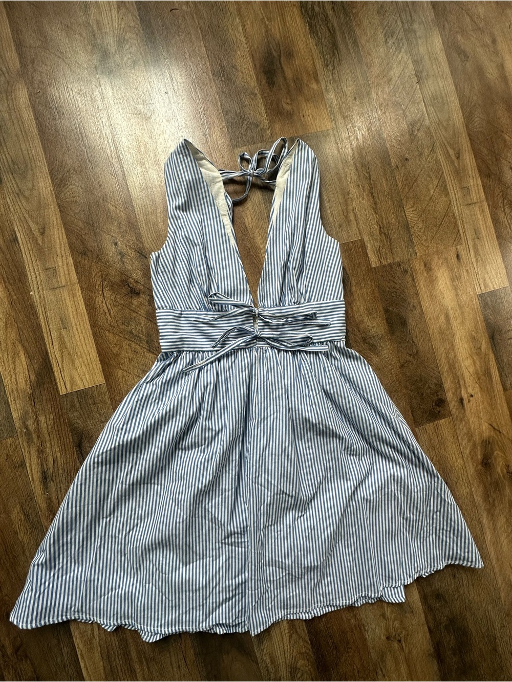 Idem Ditto Blue & White Striped Tie Back Dress